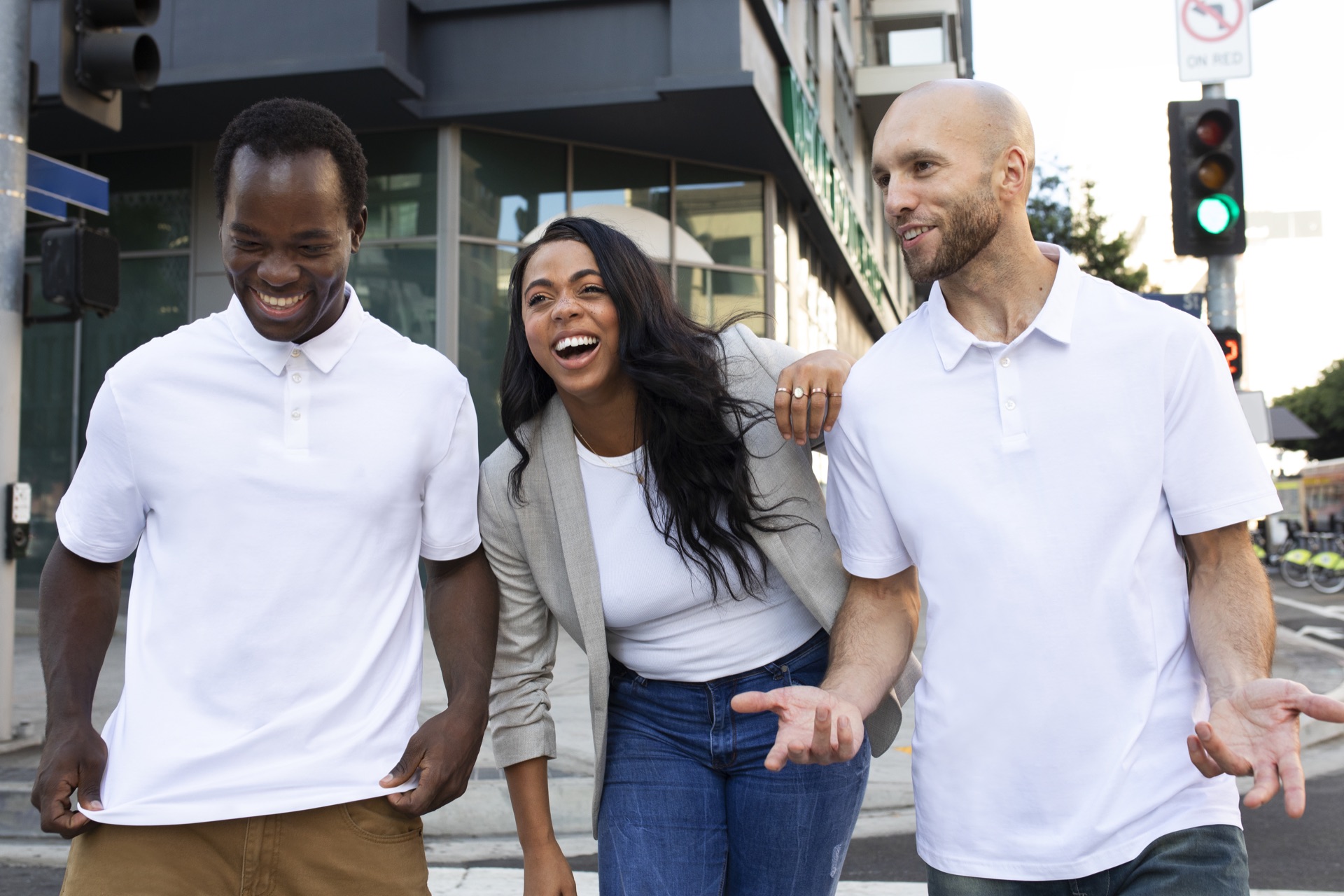 Team wearing branded corporate clothing